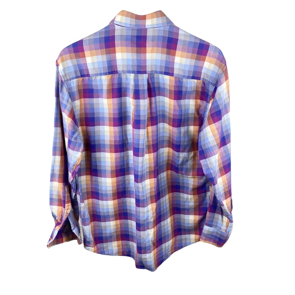 Alan Flusser Purple Plaid Button Down Shirt Size Medium - Picture 4 of 6